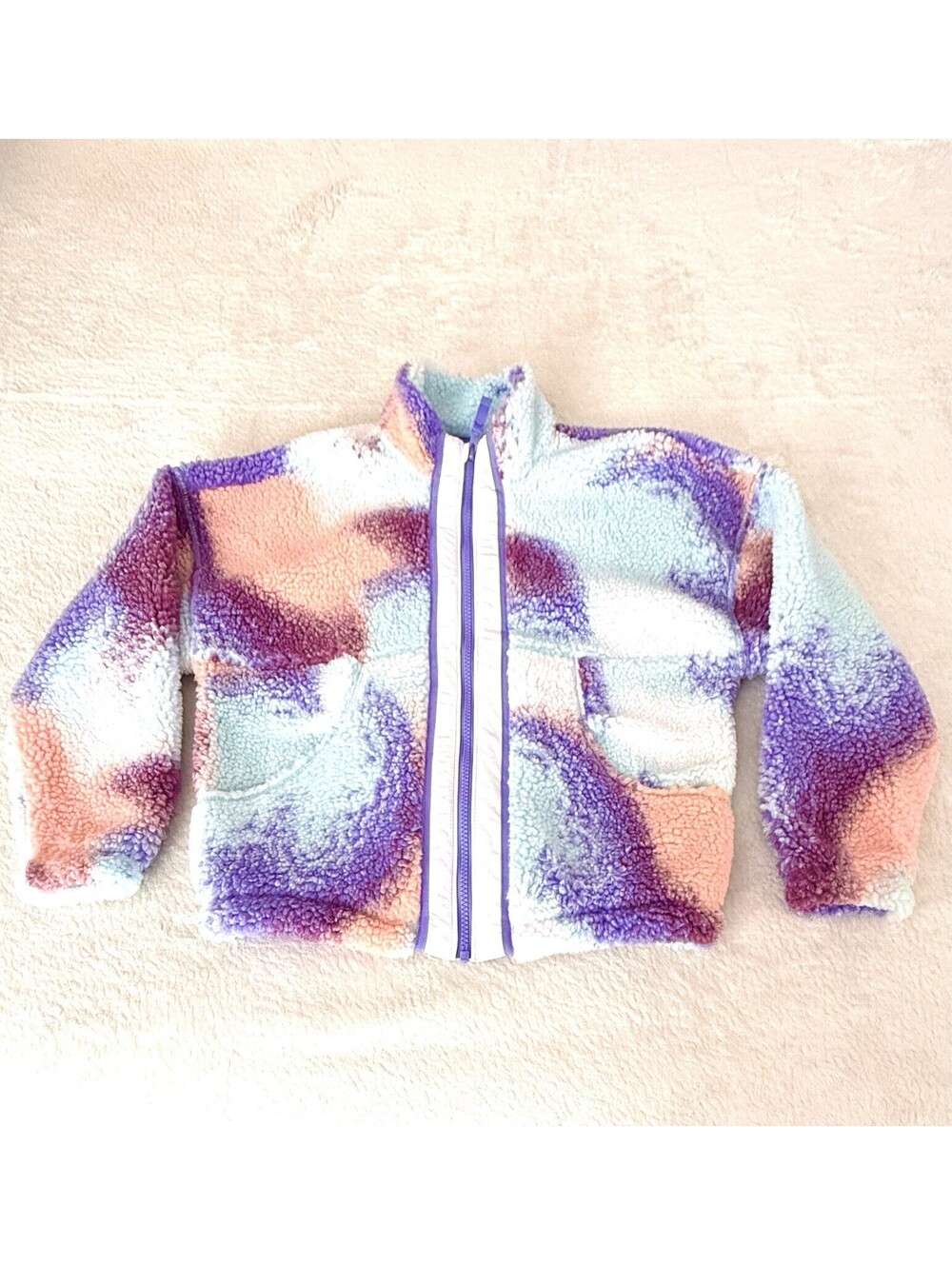DSG Girls Cozy Fleece Full Zip Jacket Ice Cave Multi Size M 10-12 NWT